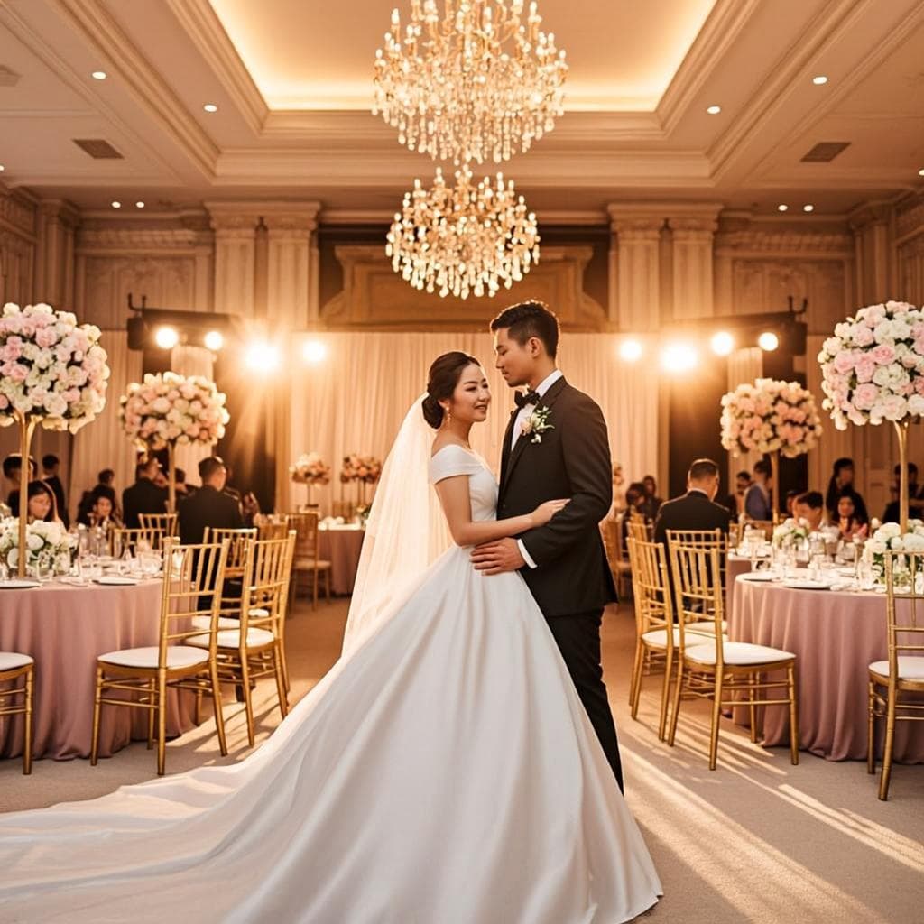 Romantic ceremony arch adorned with white florals and greenery